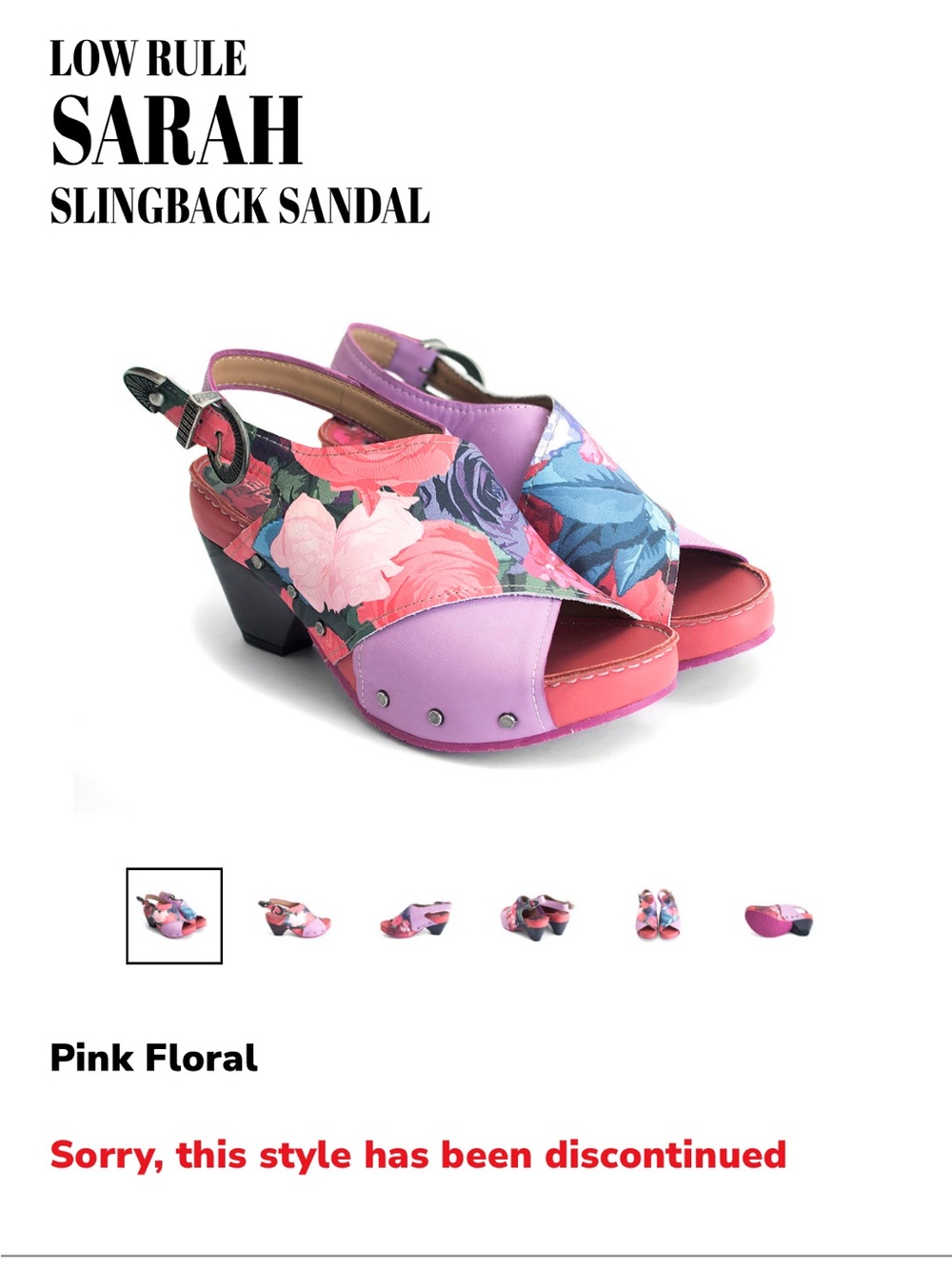John Fluevog “Sarah” Pink and Red Floral Slingback Heels - Picture 12 of 12
